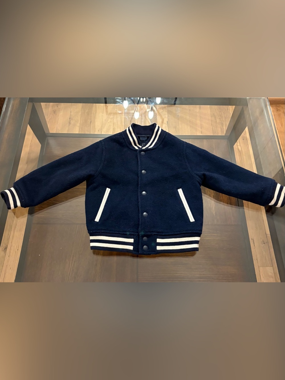 Baby Gap Boys Jacket Size 2 T Varsity Jacket Lined Navy & White Trim